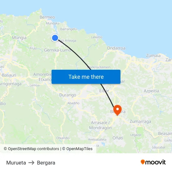 Murueta to Bergara map