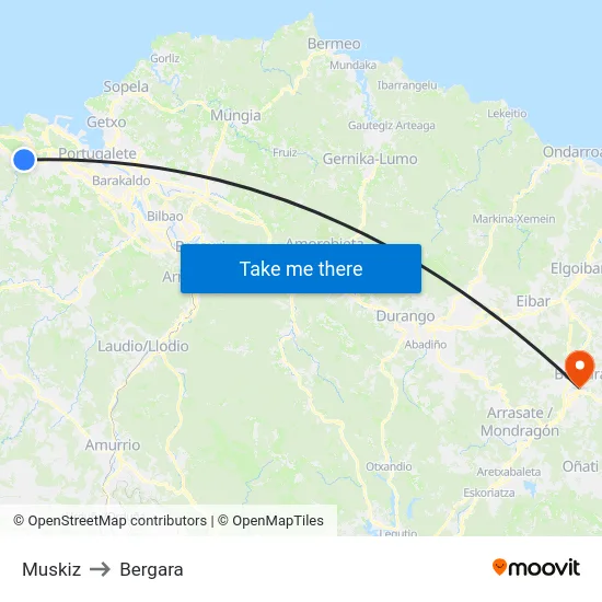Muskiz to Bergara map