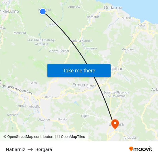 Nabarniz to Bergara map