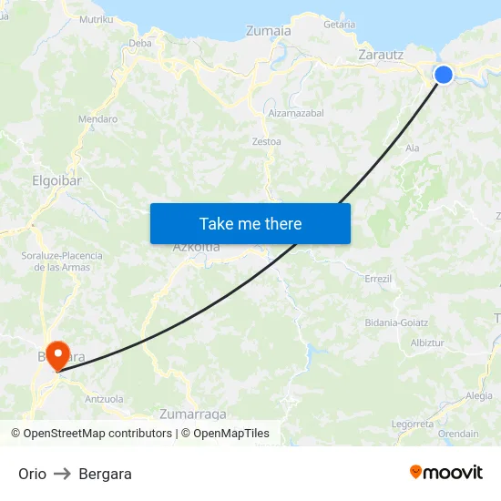 Orio to Bergara map