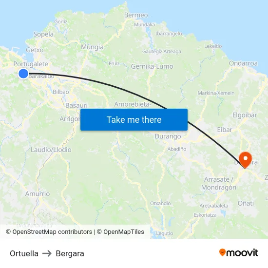 Ortuella to Bergara map