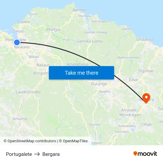 Portugalete to Bergara map