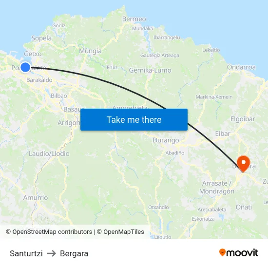 Santurtzi to Bergara map