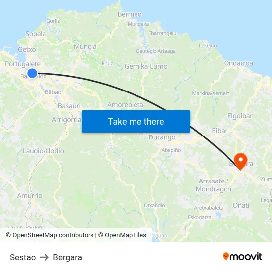 Sestao to Bergara map