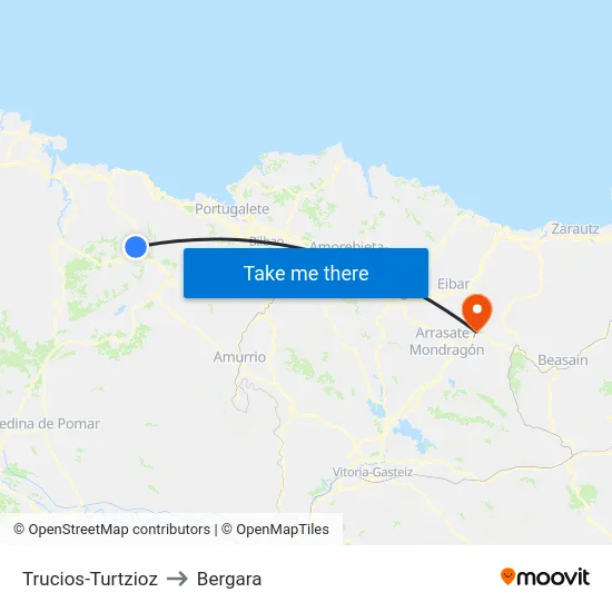 Trucios-Turtzioz to Bergara map