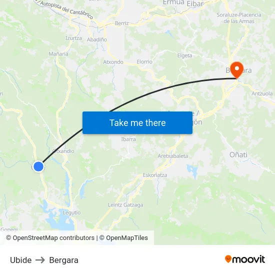 Ubide to Bergara map