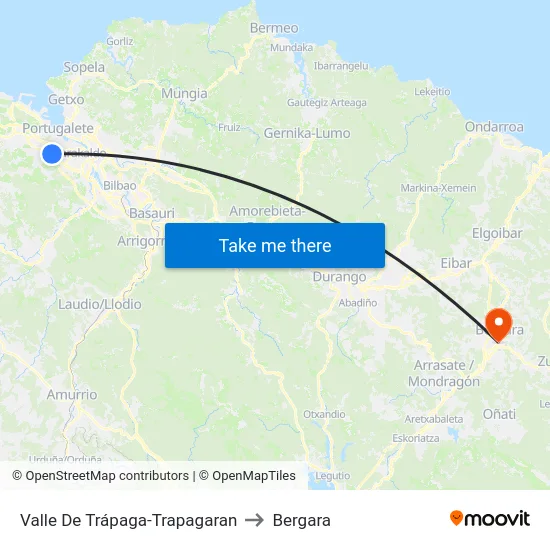 Valle De Trápaga-Trapagaran to Bergara map
