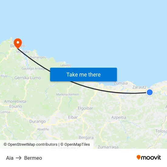 Aia to Bermeo map