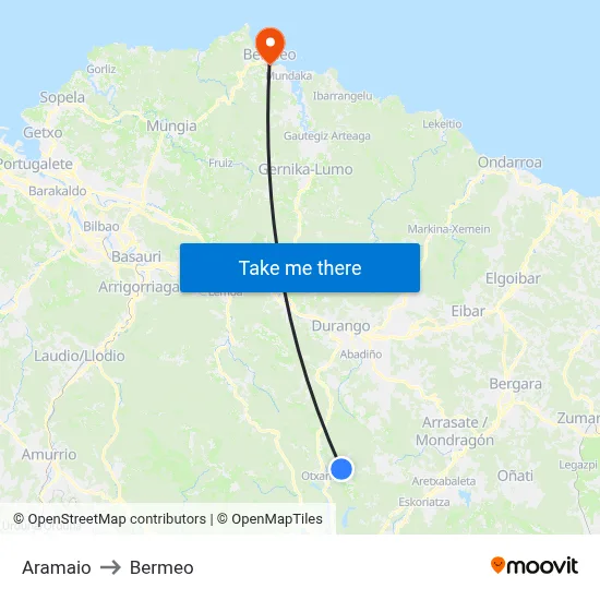 Aramaio to Bermeo map