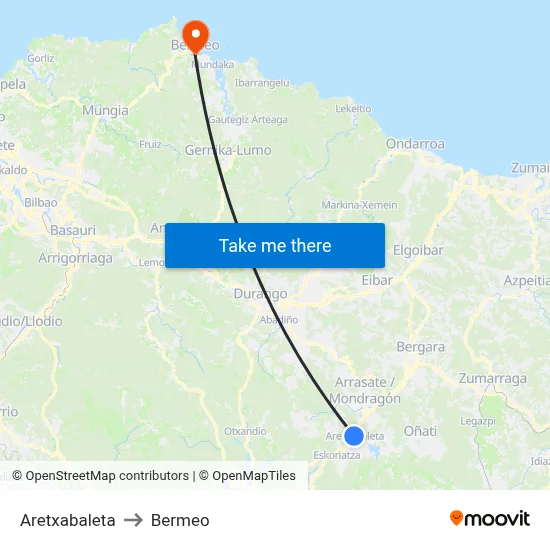 Aretxabaleta to Bermeo map