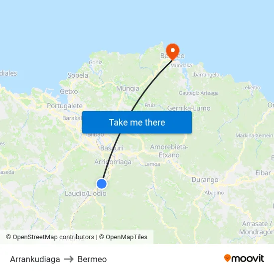 Arrankudiaga to Bermeo map