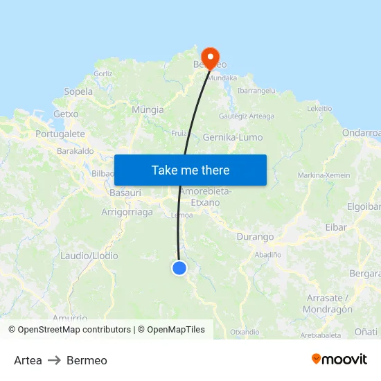 Artea to Bermeo map