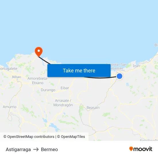 Astigarraga to Bermeo map