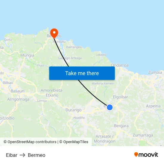 Eibar to Bermeo map