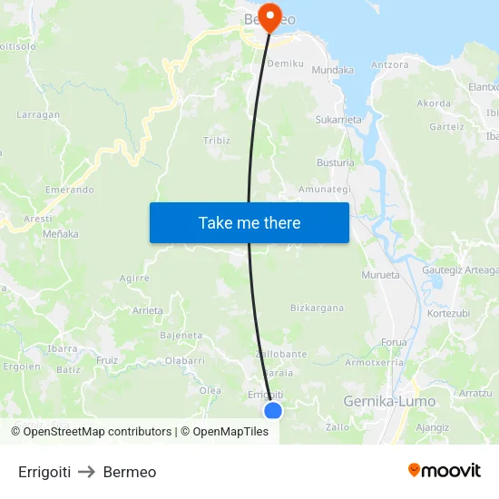 Errigoiti to Bermeo map