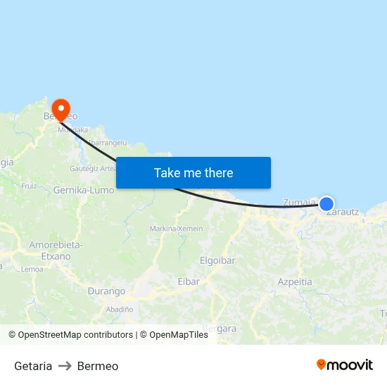 Getaria to Bermeo map