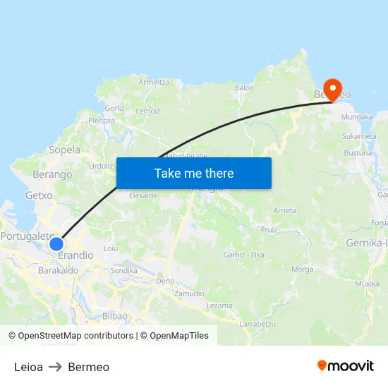 Leioa to Bermeo map