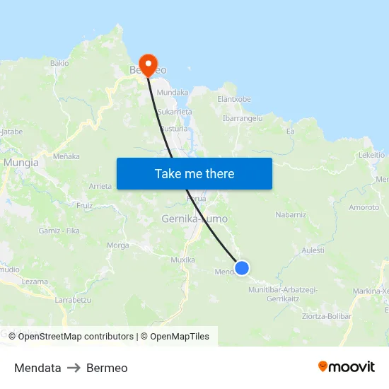 Mendata to Bermeo map