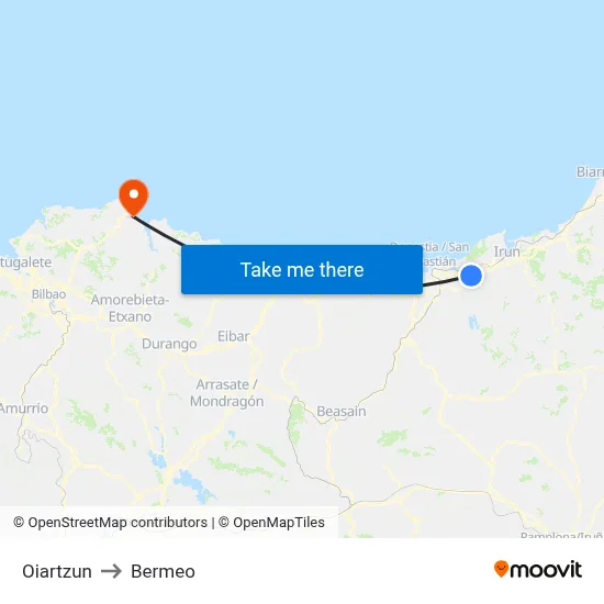 Oiartzun to Bermeo map