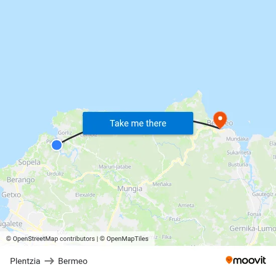 Plentzia to Bermeo map