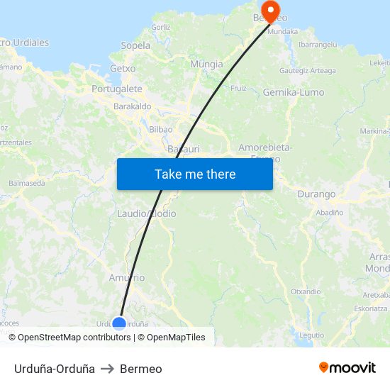 Urduña-Orduña to Bermeo map