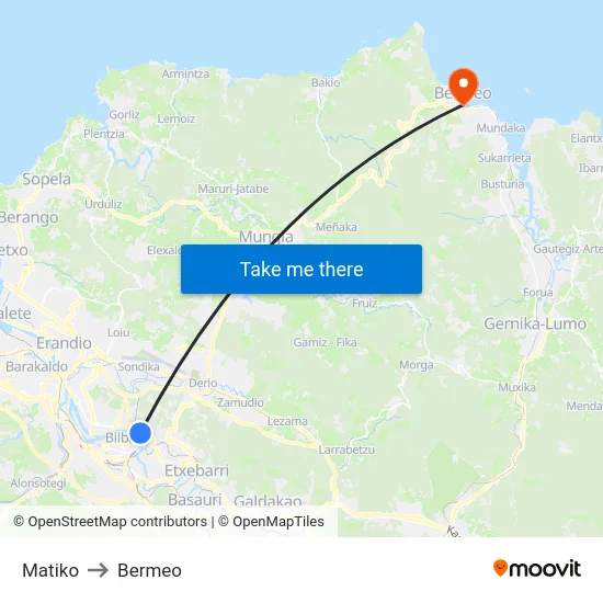 Matiko to Bermeo map