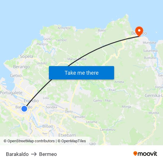 Barakaldo to Bermeo map