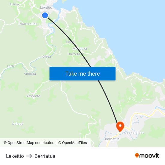 Lekeitio to Berriatua map