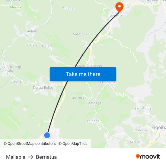 Mallabia to Berriatua map