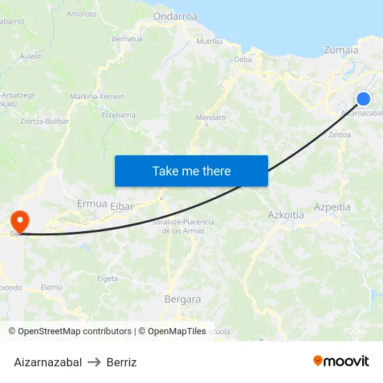 Aizarnazabal to Berriz map