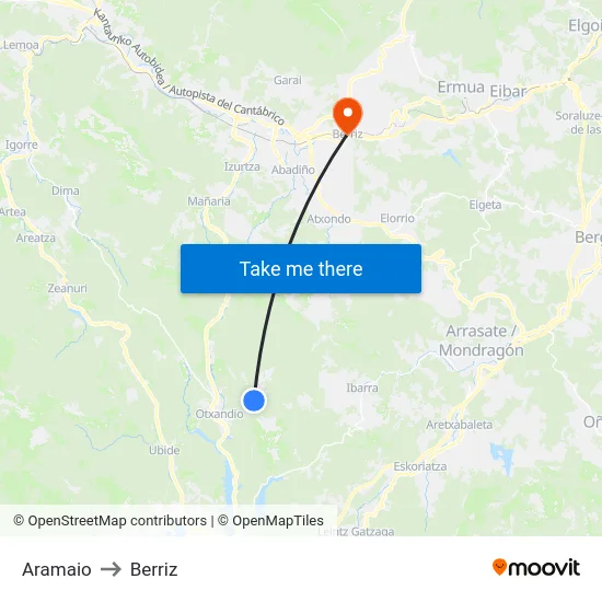 Aramaio to Berriz map