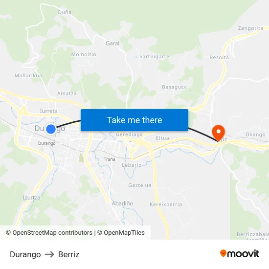 Durango to Berriz map