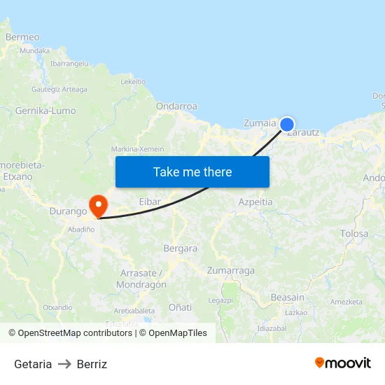 Getaria to Berriz map