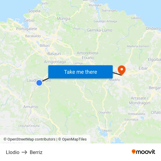 Llodio to Berriz map