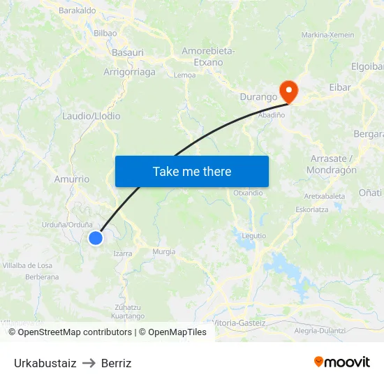 Urkabustaiz to Berriz map