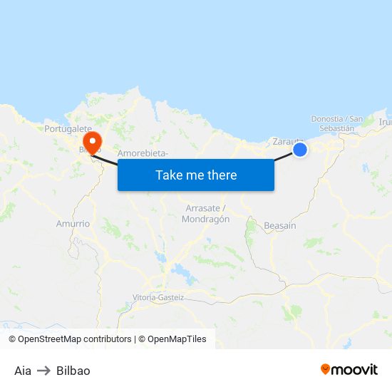 Aia to Bilbao map