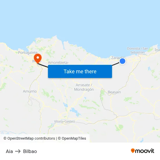 Aia to Bilbao map