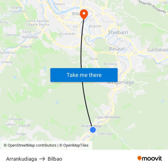 Arrankudiaga to Bilbao map