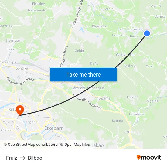 Fruiz to Bilbao map