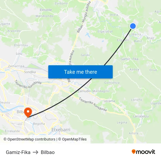 Gamiz-Fika to Bilbao map
