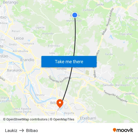 Laukiz to Bilbao map