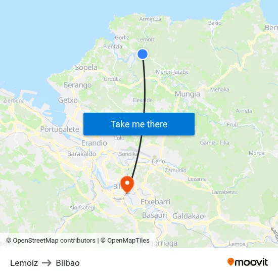 Lemoiz to Bilbao map