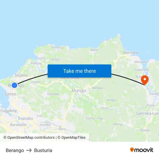 Berango to Busturia map