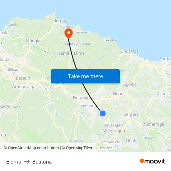 Elorrio to Busturia map