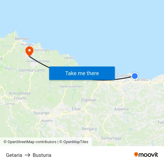 Getaria to Busturia map