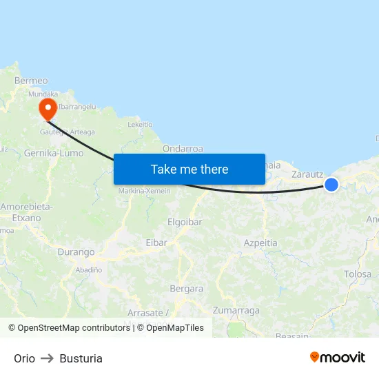 Orio to Busturia map