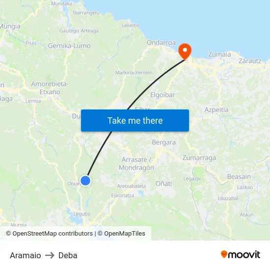 Aramaio to Deba map