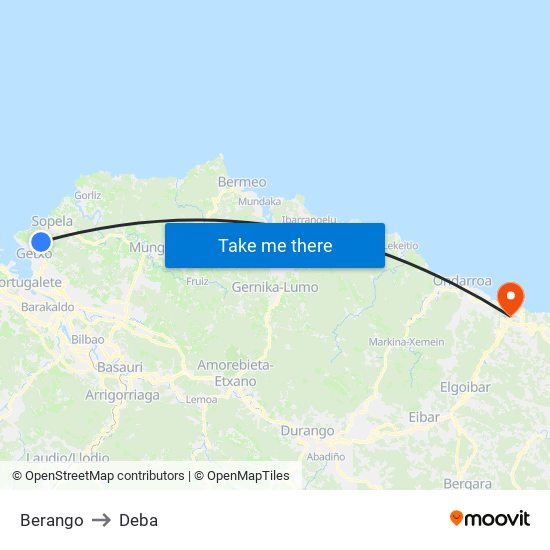 Berango to Deba map