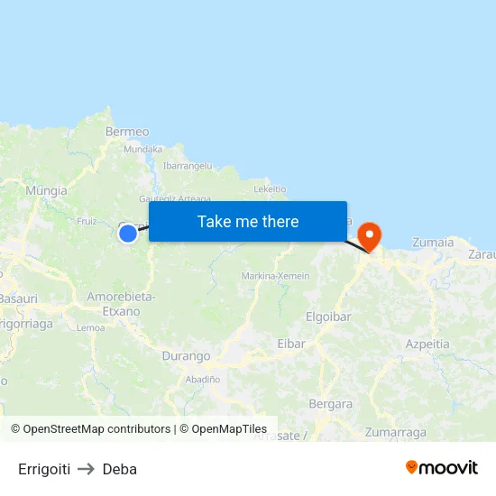 Errigoiti to Deba map