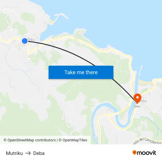 Mutriku to Deba map